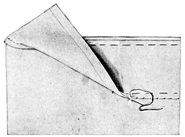 Illustration of sewed-on facing, from a 1921 dressmaking publication.